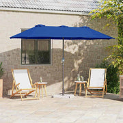 Tuinparasol azuurblauw 380x196x235 cm staal