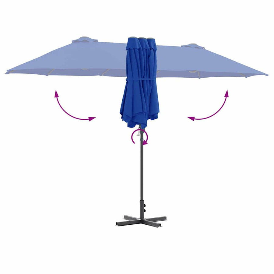 Tuinparasol Blauw 380 x 196 x 235 cm Poedergecoat staal