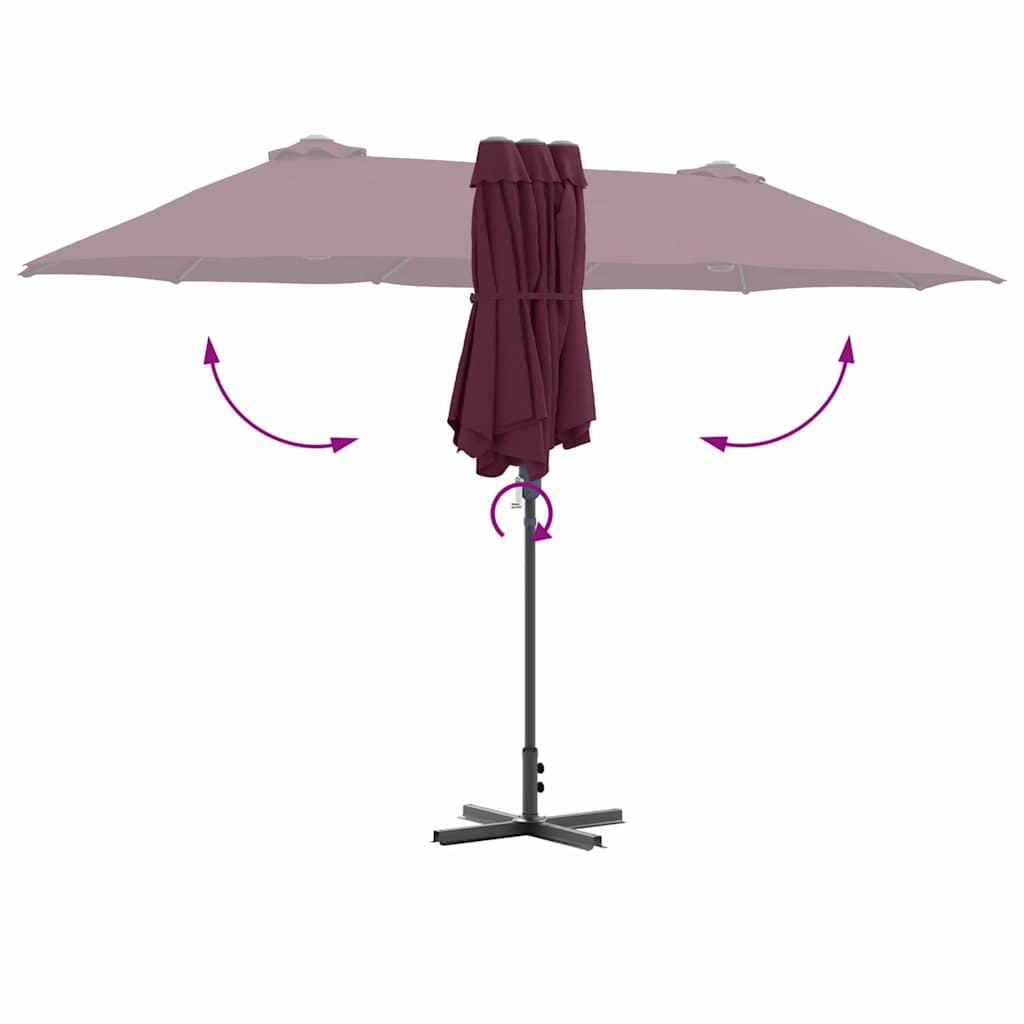 Tuinparasol Bordeauxrood 380 x 196 x 235 cm Poedergecoat staal