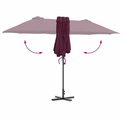 Tuinparasol Bordeauxrood 380 x 196 x 235 cm Poedergecoat staal