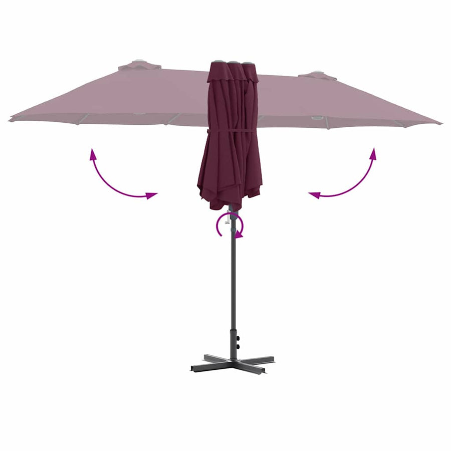 Tuinparasol Bordeauxrood 380 x 196 x 235 cm Poedergecoat staal
