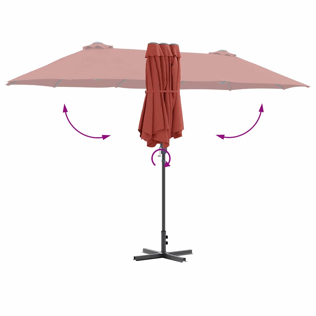 Tuinparasol Terracotta 380 x 196 x 235 cm Poedergecoat staal