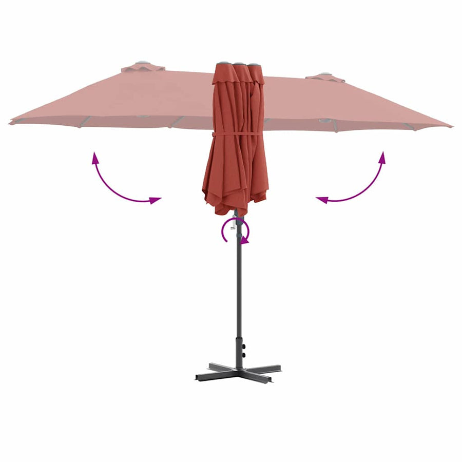 Tuinparasol Terracotta 380 x 196 x 235 cm Poedergecoat staal