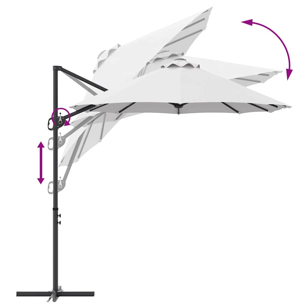 Tuin Cantilever Parasol met slot Zand 372 x 198 x 253 cm