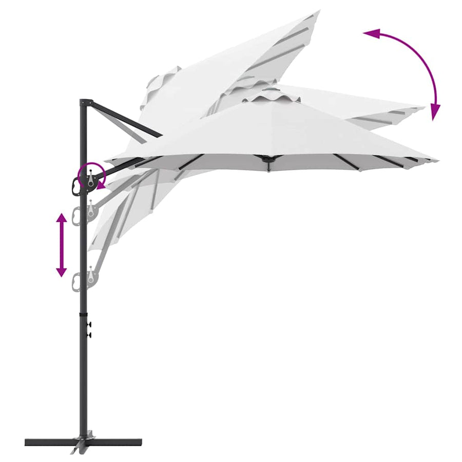 Tuin Cantilever Parasol met slot Zand 372 x 198 x 253 cm