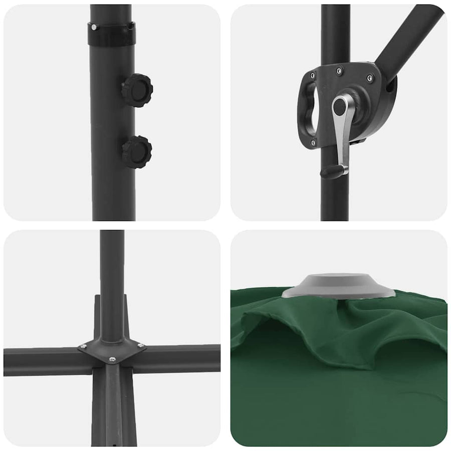 Tuin Cantilever Parasol met slot Groen 372 x 198 x 253 cm