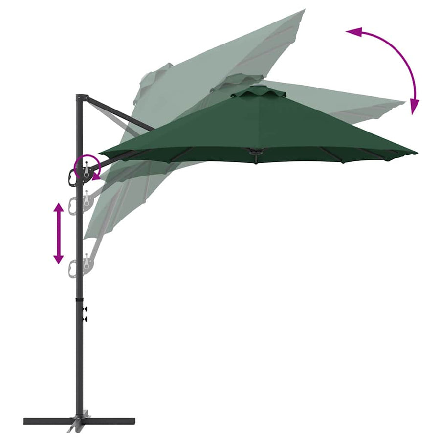 Tuin Cantilever Parasol met slot Groen 372 x 198 x 253 cm