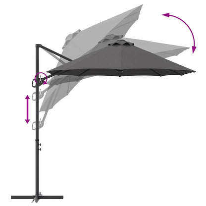 Tuin Cantilever Parasol met slot Antraciet 372 x 198 x 253 cm