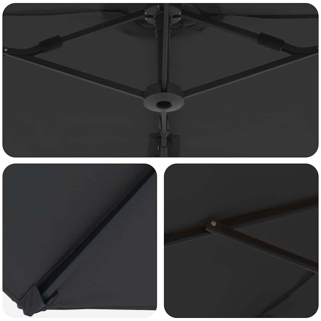 Tuin Cantilever Parasol met slot Zwart Large Poedergecoat staal