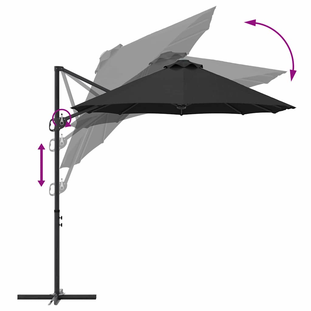 Tuin Cantilever Parasol met slot Zwart Large Poedergecoat staal