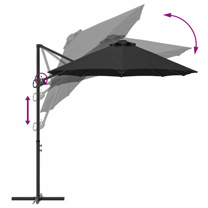 Tuin Cantilever Parasol met slot Zwart Large Poedergecoat staal
