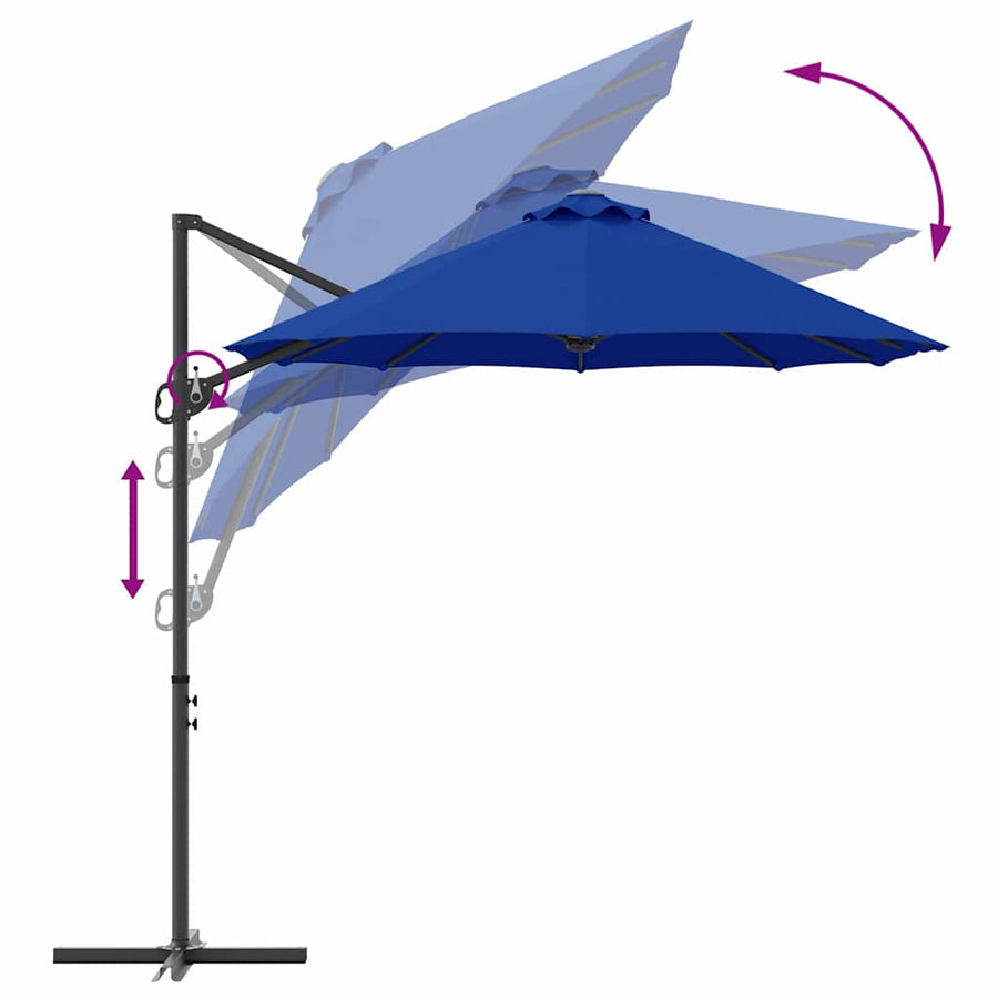 Tuin Cantilever Parasol met slot azuurblauw 372 x 198 x 253 cm