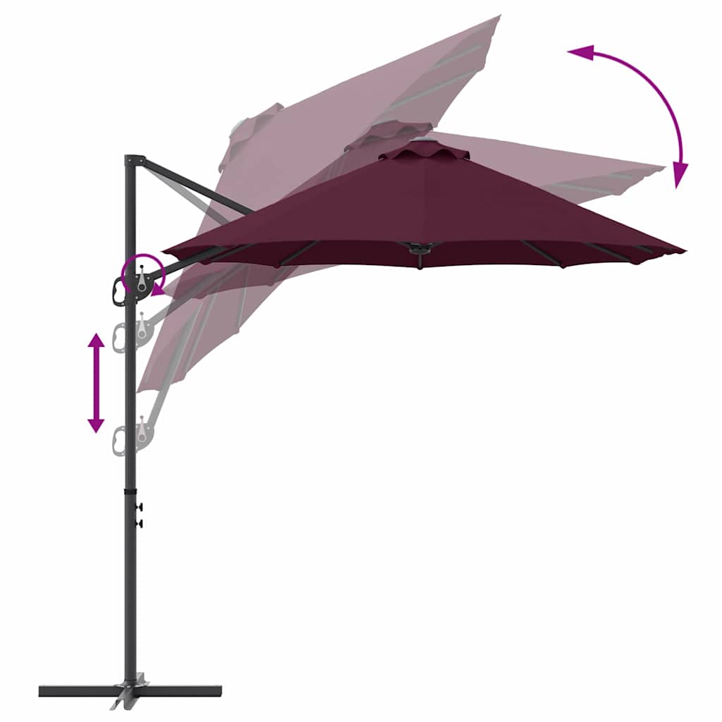 Tuin Cantilever Parasol Bordeauxrood Large Poedergecoat staal