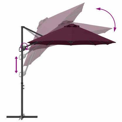 Tuin Cantilever Parasol Bordeauxrood Large Poedergecoat staal
