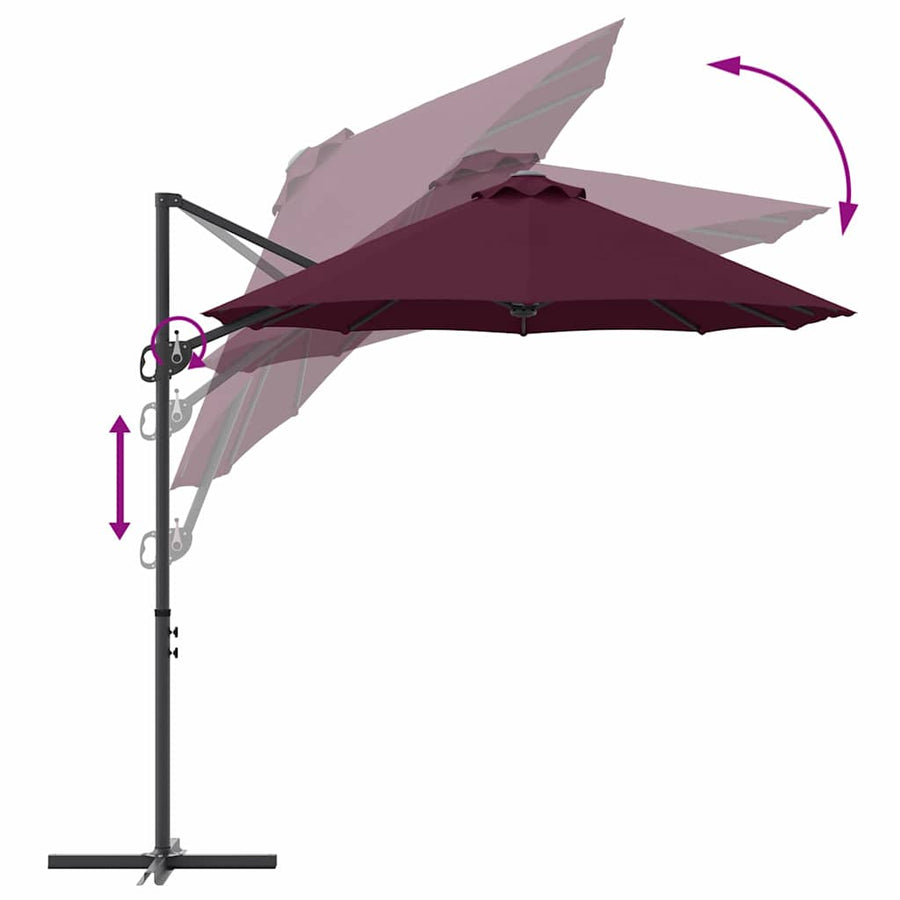Tuin Cantilever Parasol Bordeauxrood Large Poedergecoat staal