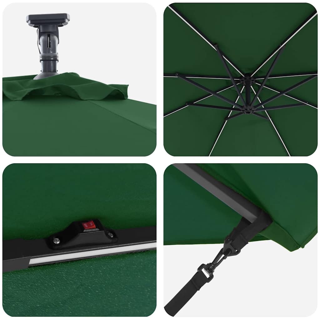 Cantilever Banana Parasol met slot Groen 294 x 294 x 248 cm