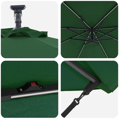 Cantilever Banana Parasol met slot Groen 294 x 294 x 248 cm
