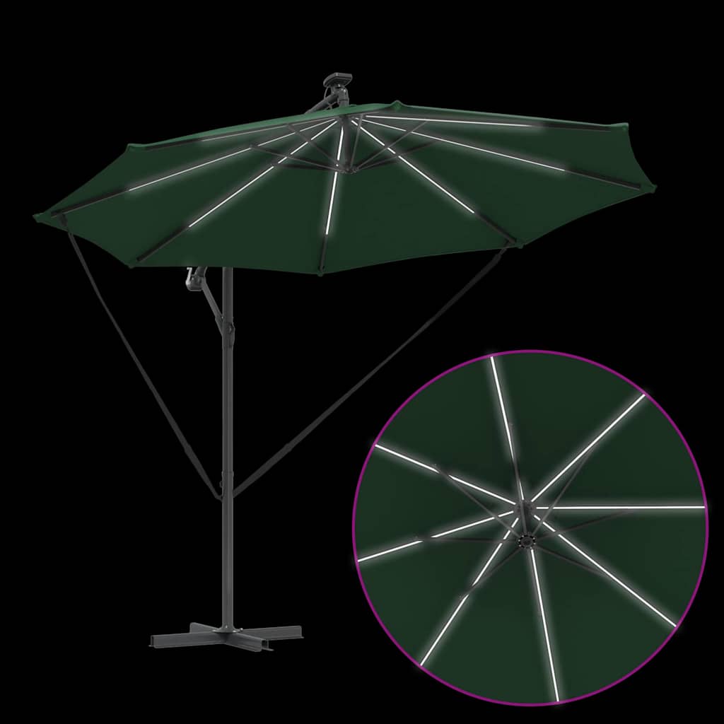 Cantilever Banana Parasol met slot Groen 294 x 294 x 248 cm