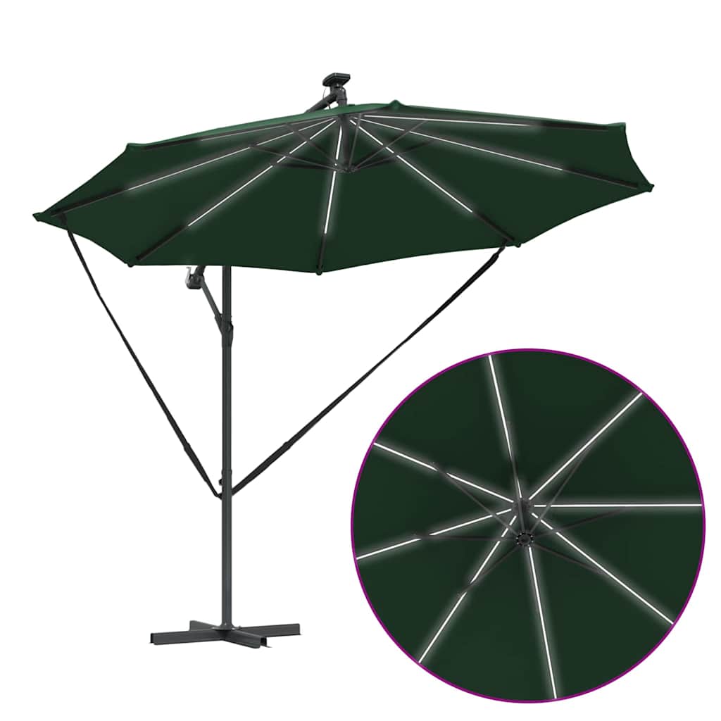 Cantilever Banana Parasol met slot Groen 294 x 294 x 248 cm
