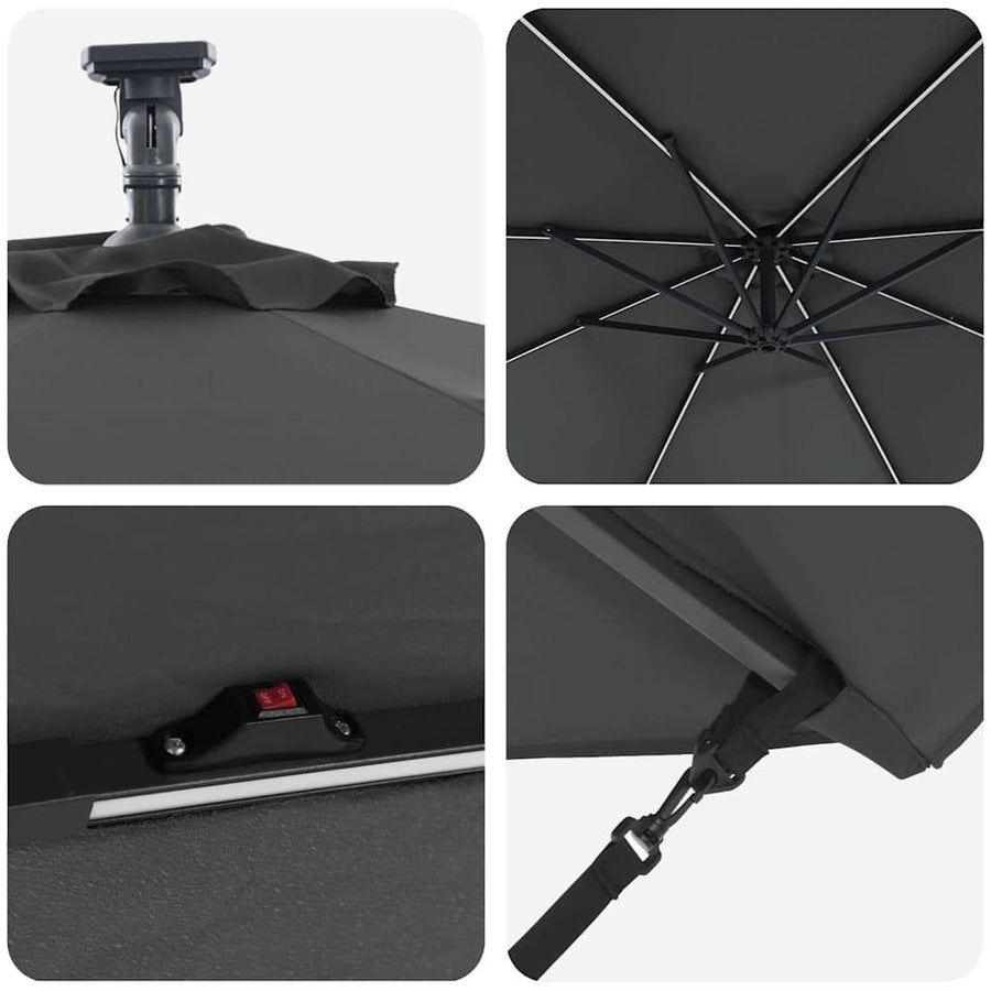 Cantilever Banana Parasol met slot Antraciet 294 x 294 x 248 cm