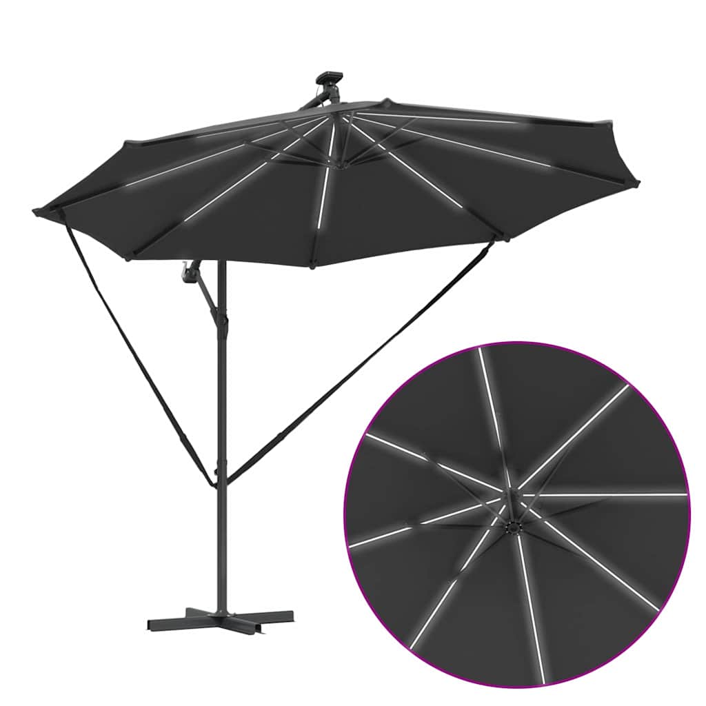 Cantilever Banana Parasol met slot Antraciet 294 x 294 x 248 cm