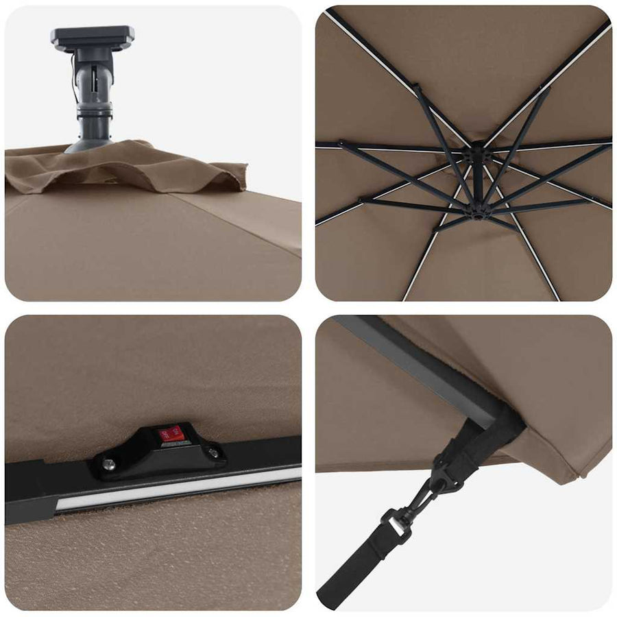 Cantilever Banana Parasol met slot Taupe 294 x 294 x 248 cm