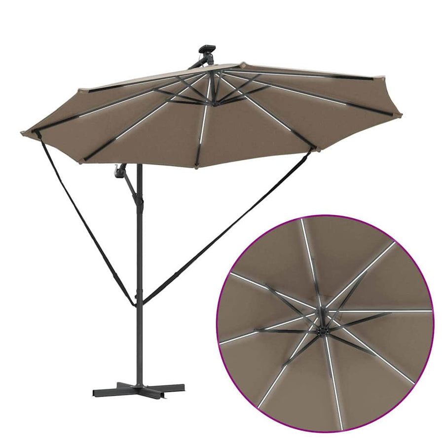 Cantilever Banana Parasol met slot Taupe 294 x 294 x 248 cm