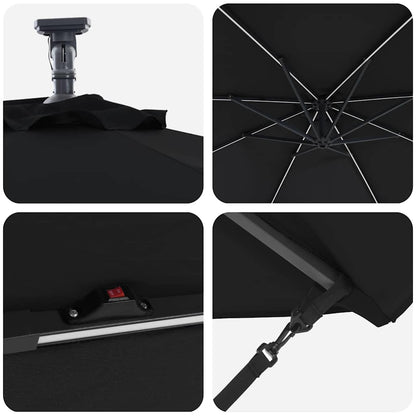 Cantilever Banana Parasol met slot Zwart 294 x 294 x 248 cm