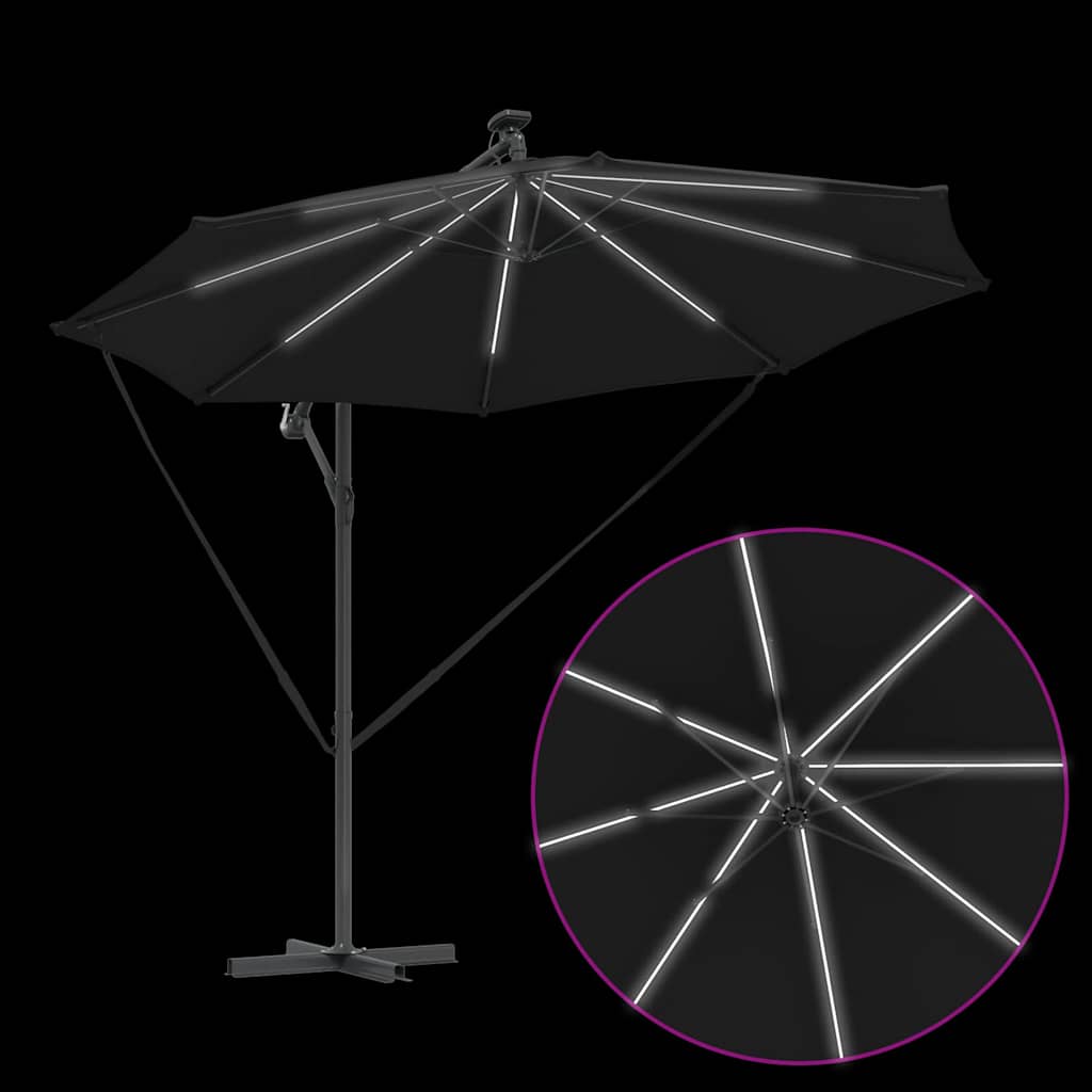 Cantilever Banana Parasol met slot Zwart 294 x 294 x 248 cm