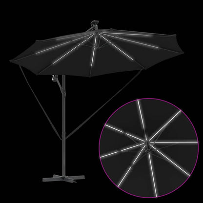 Cantilever Banana Parasol met slot Zwart 294 x 294 x 248 cm