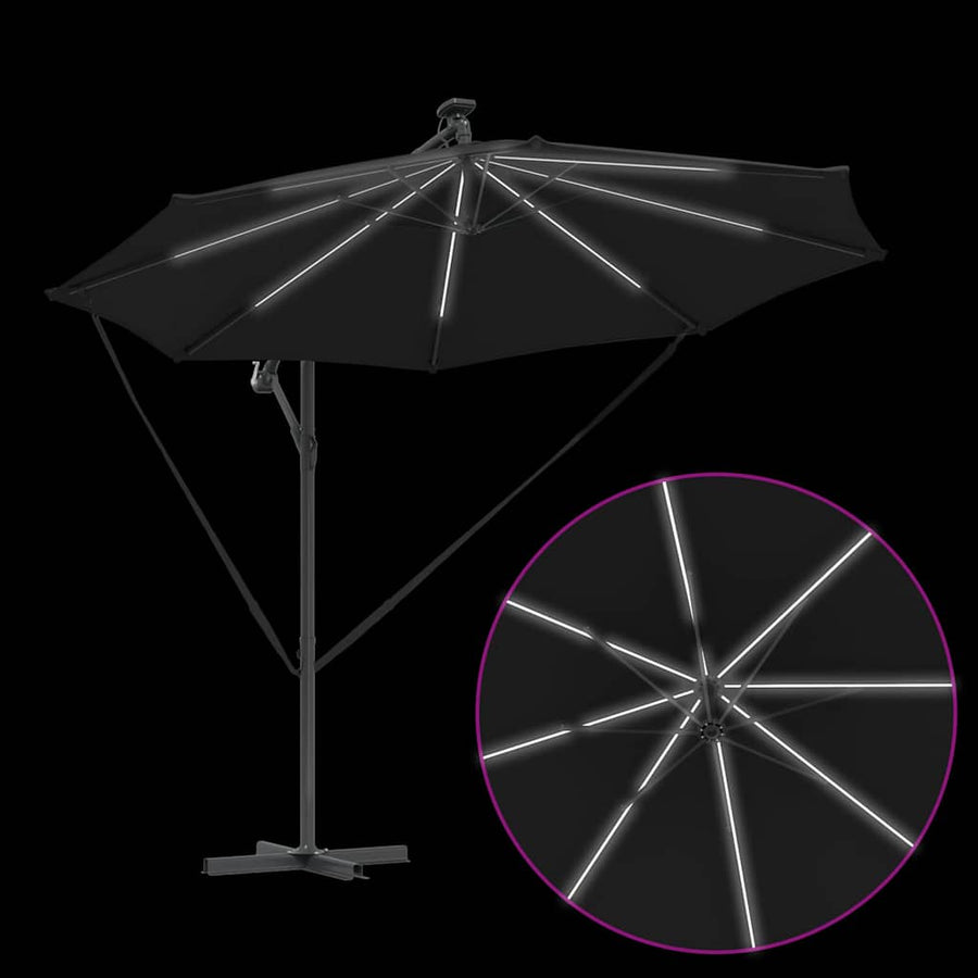 Cantilever Banana Parasol met slot Zwart 294 x 294 x 248 cm