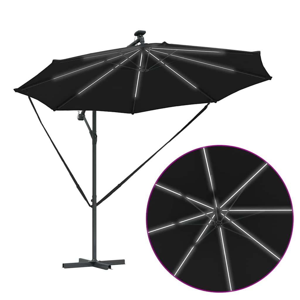 Cantilever Banana Parasol met slot Zwart 294 x 294 x 248 cm