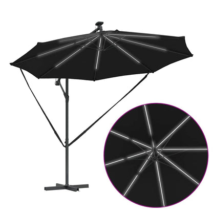 Cantilever Banana Parasol met slot Zwart 294 x 294 x 248 cm