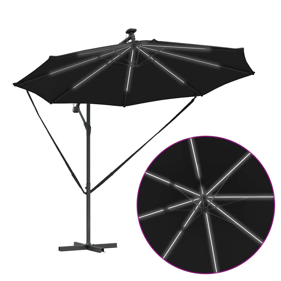 Cantilever Banana Parasol met slot Zwart 294 x 294 x 248 cm