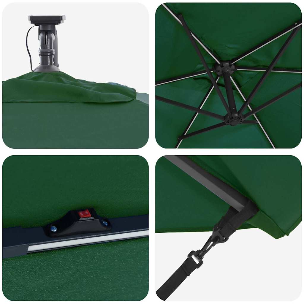 Cantilever Banana Parasol met slot Groen 294 x 200 x 254 cm
