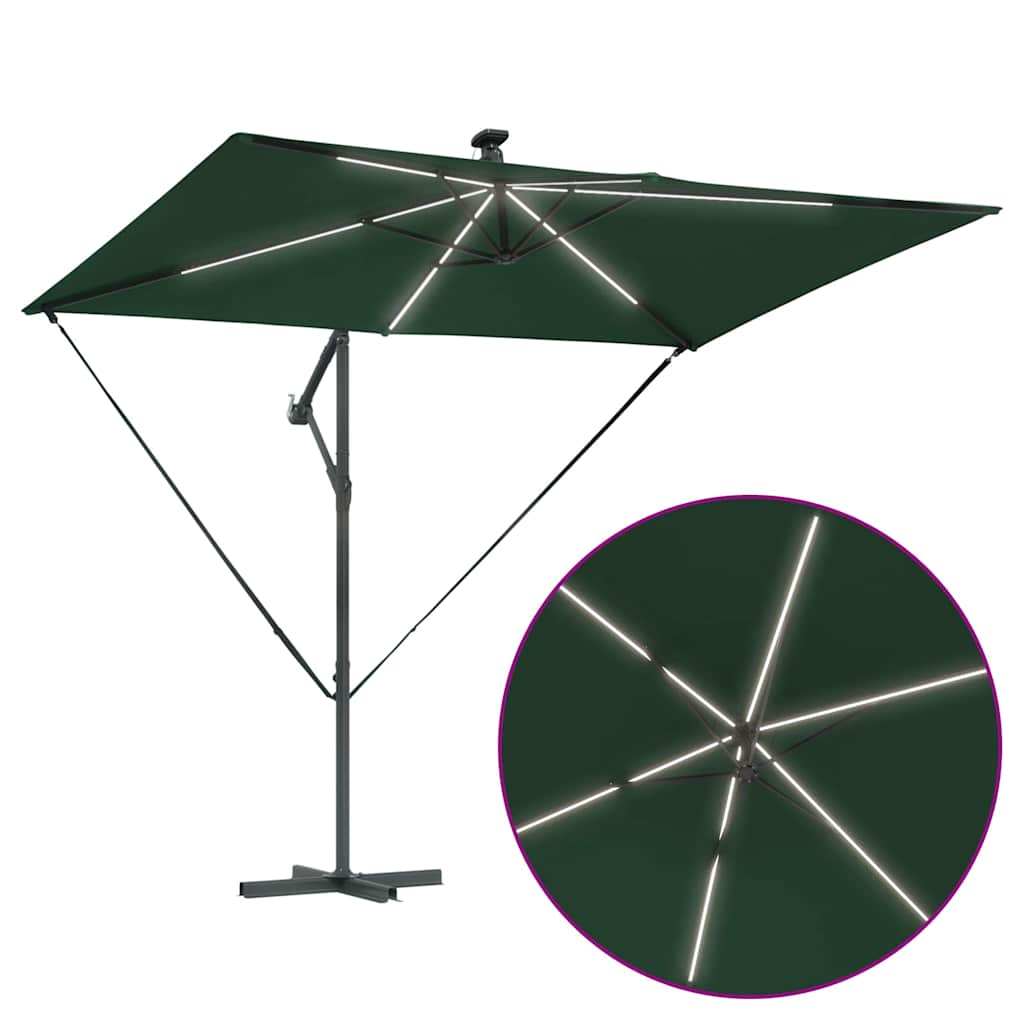 Cantilever Banana Parasol met slot Groen 294 x 200 x 254 cm
