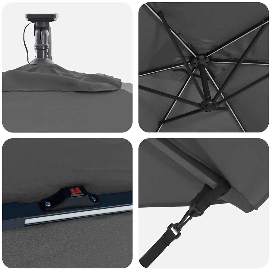 Cantilever Banana Parasol met slot Antraciet 294 x 200 x 254 cm