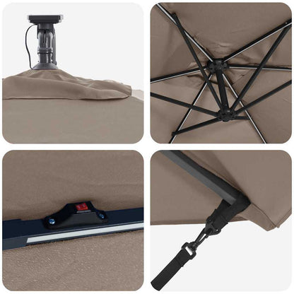 Cantilever Banana Parasol met slot Taupe 294 x 200 x 254 cm