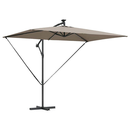 Cantilever Banana Parasol met slot Taupe 294 x 200 x 254 cm