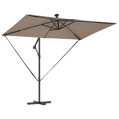 Cantilever Banana Parasol met slot Taupe 294 x 200 x 254 cm