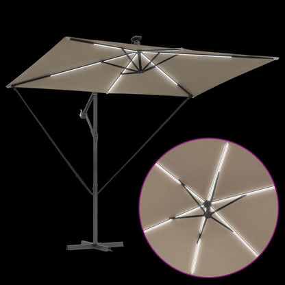 Cantilever Banana Parasol met slot Taupe 294 x 200 x 254 cm