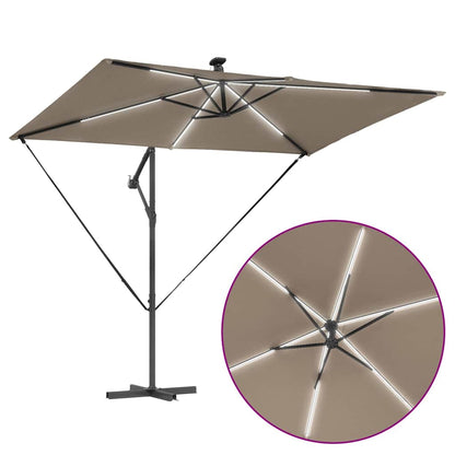 Cantilever Banana Parasol met slot Taupe 294 x 200 x 254 cm