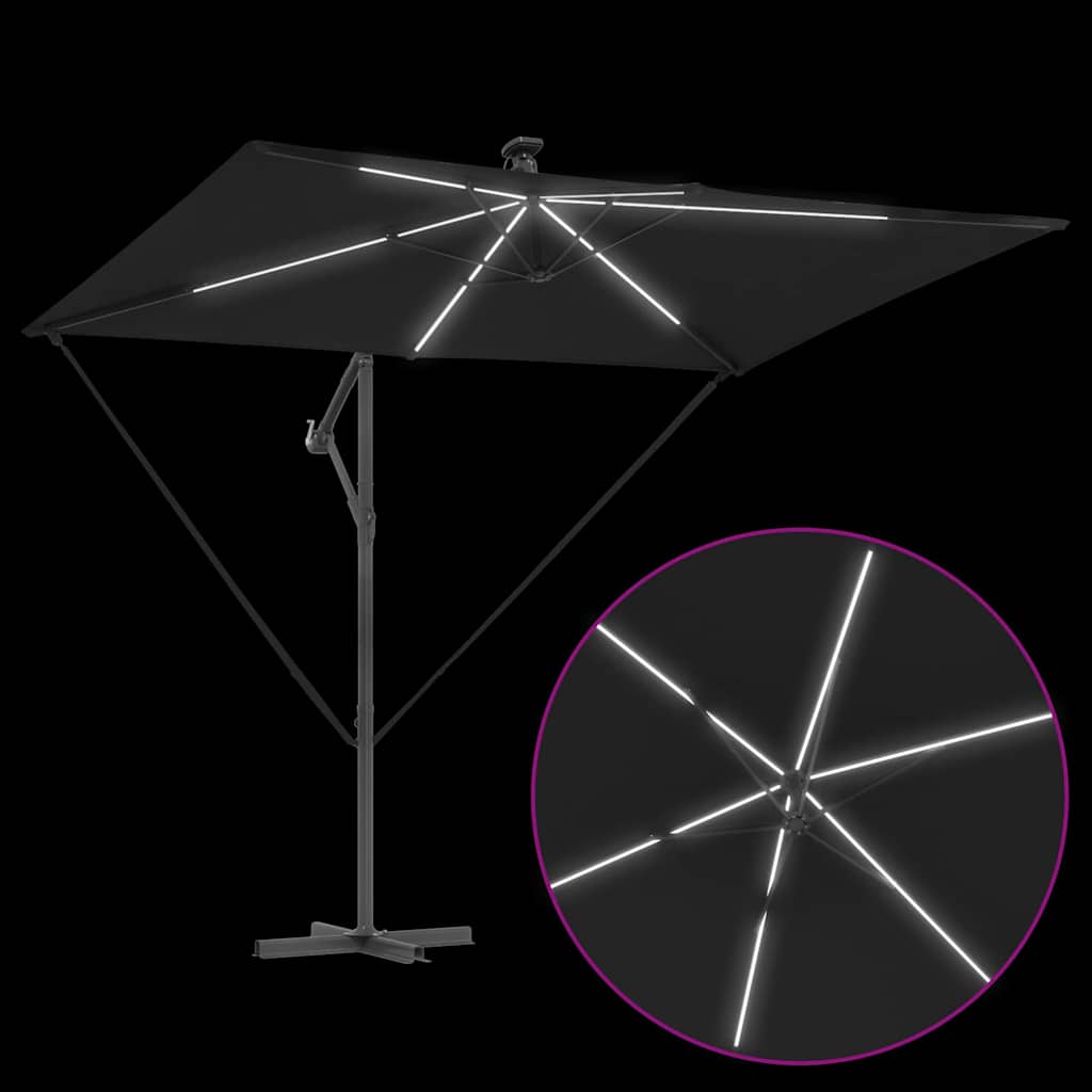 Cantilever Banana Parasol met slot Zwart 294 x 200 x 254 cm