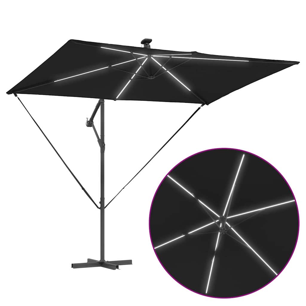 Cantilever Banana Parasol met slot Zwart 294 x 200 x 254 cm