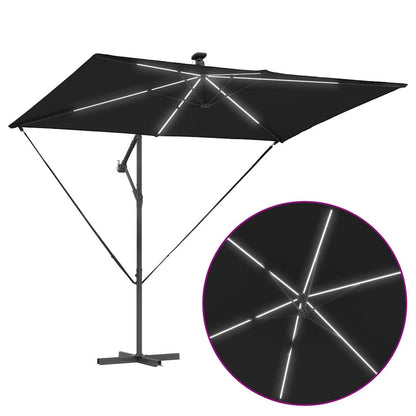 Cantilever Banana Parasol met slot Zwart 294 x 200 x 254 cm