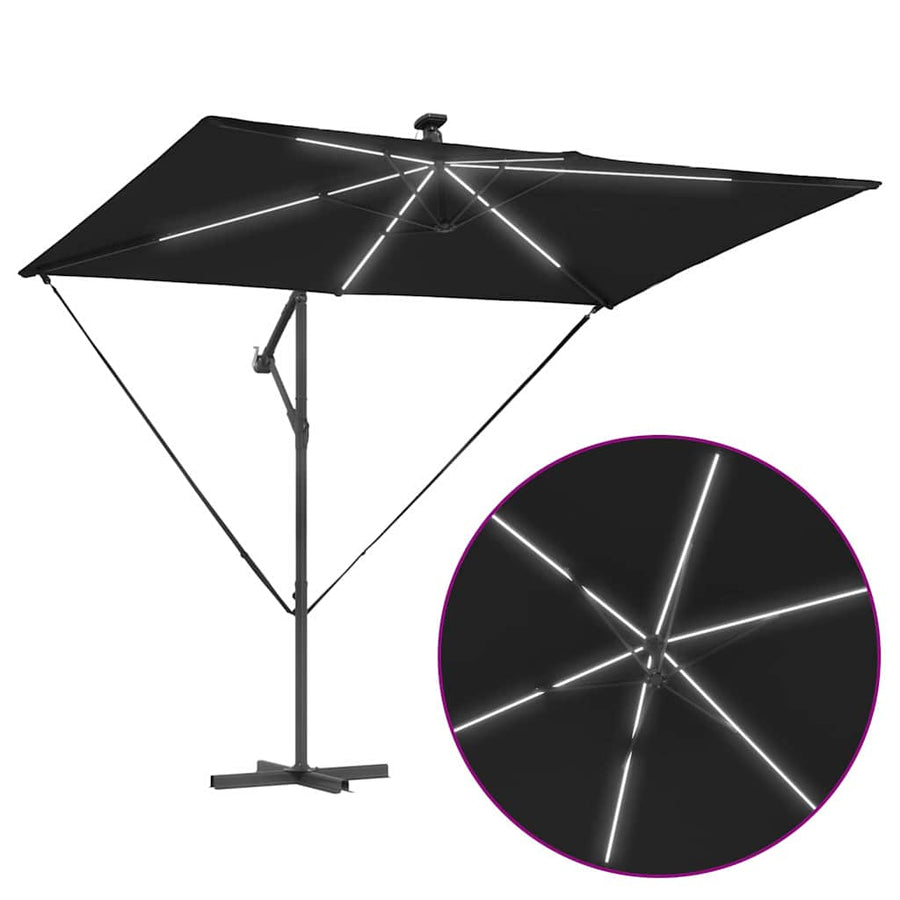 Cantilever Banana Parasol met slot Zwart 294 x 200 x 254 cm