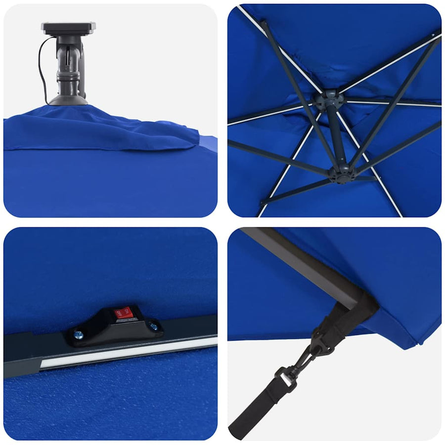Cantilever Banana Parasol met slot Blauw 294 x 200 x 254 cm