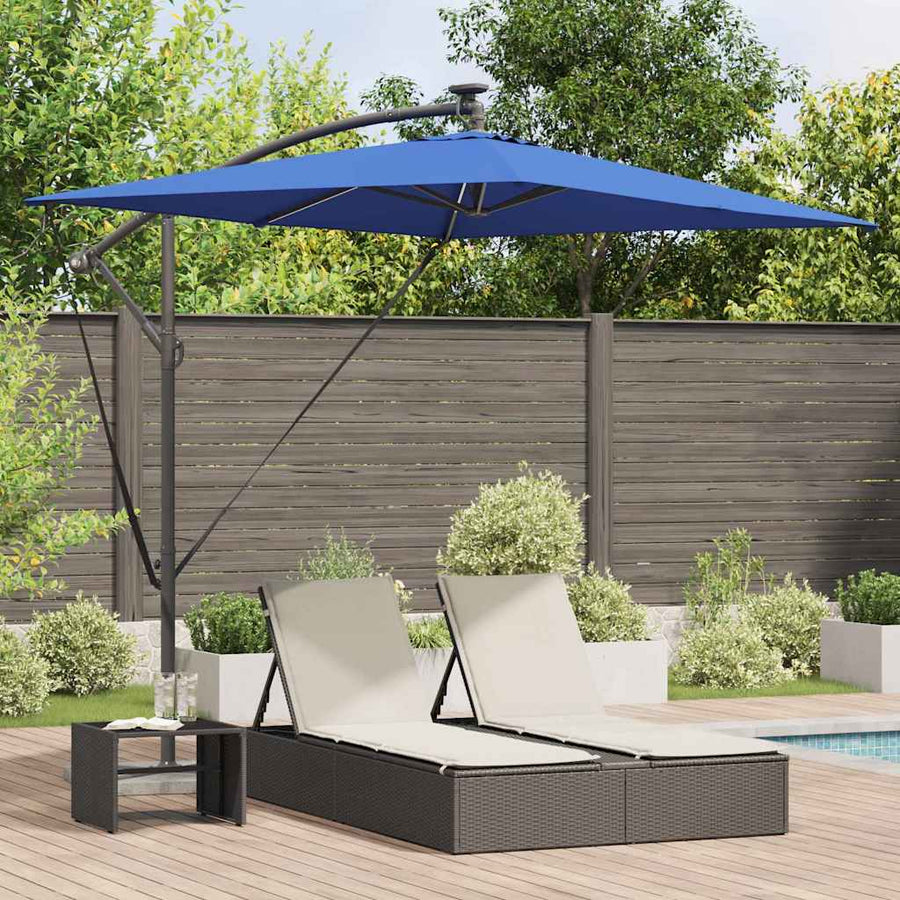 Cantilever Banana Parasol met slot Blauw 294 x 200 x 254 cm