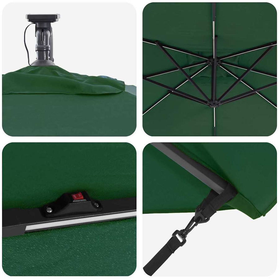 Cantilever Banana Parasol met slot Groen 249 x 249 x 250 cm