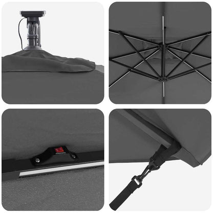 Cantilever Banana Parasol met slot Antraciet 249 x 249 x 250 cm